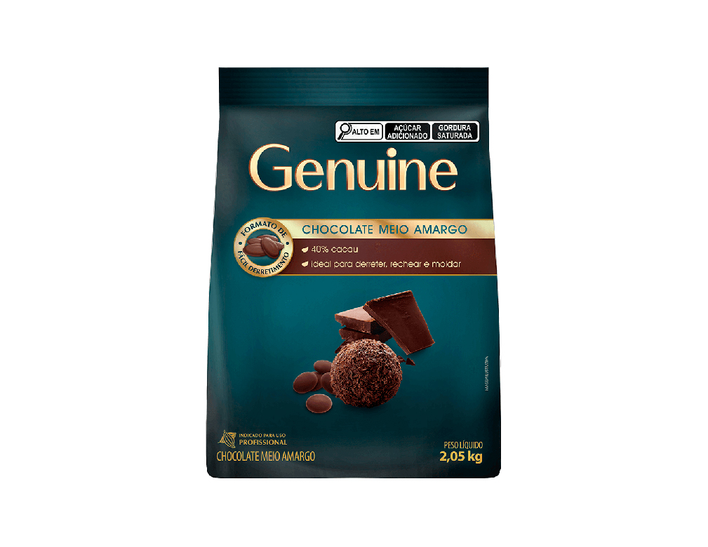 CHOCOLATE MEIO AMARGO MOEDAS GENUINE 2,05 KG (CX 5 PCT)